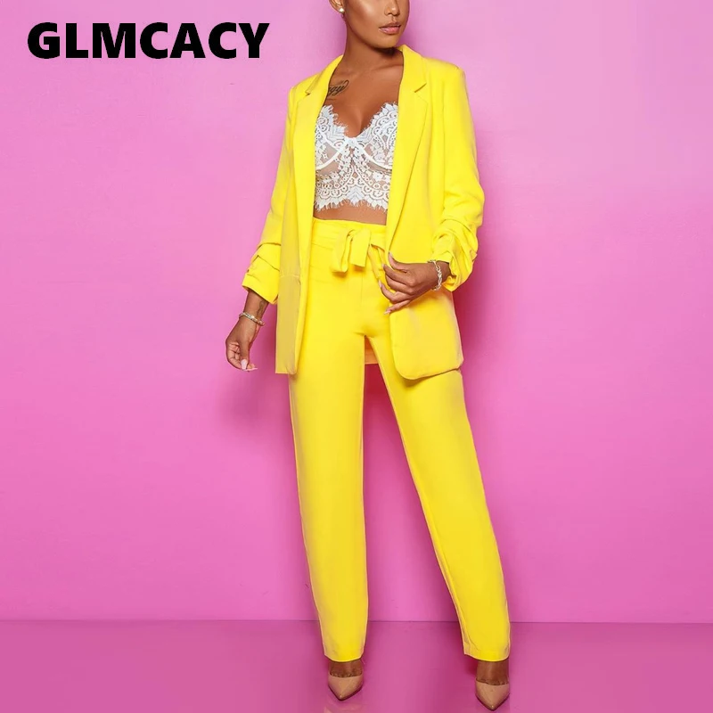 

Women Notched Lapel Solid Blazer and Tapered Pants Set Office Ladies Spring Elegant Workwear 2 Pieces Set