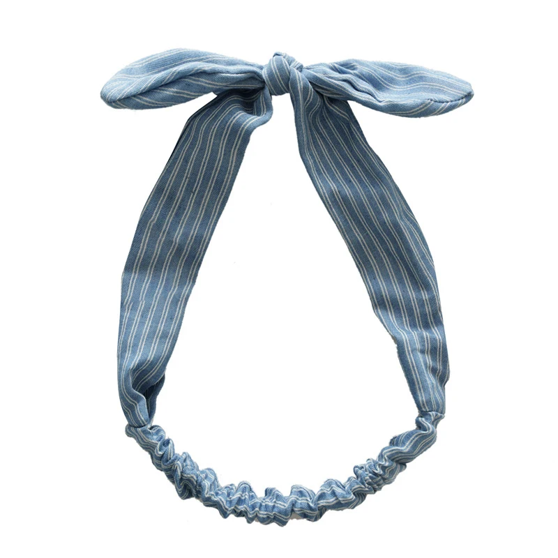 Star Striped Cute Sweet Bow Rabbit Ear Headbands Knotted Elastic Stretchy Black white Hair Bands Accessories Scrunchie Hot |
