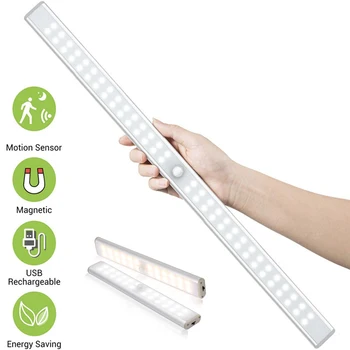 

Acecorner 24 40 60 LED Closet Light USB Rechargeable Under Motion Sensor Cabinet Lighting Wardrobe Stairway Lamp with Magnetic