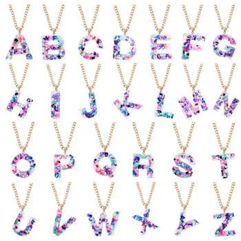 

Fashion 26 Initials Letter Pendant Temperament Necklace Acrylic A To Z Necklace Simple Cute Party Gift For Women Girl