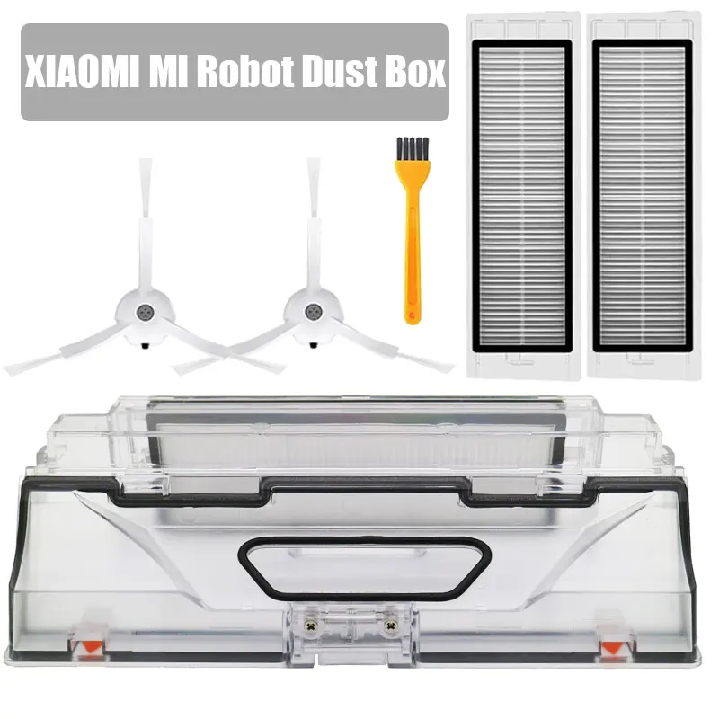 

MI Robot Vacuum Cleaner Parts Dust Bin Box with HEPA Filter side brush Replacements for xiaomi robotic Sweeper mi robot
