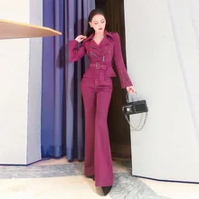 

Fashion Autumn And Winter High-end Suede Women's Leisure 2021 New Small Suit Coat Flared Womens Cargo Pants Two-piece Oodji