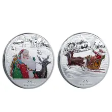 Merry Christmas Decoration Room Decor Santa Claus Wishing Coins Silver Plated Souvenirs and Gifts Commemorative Coin