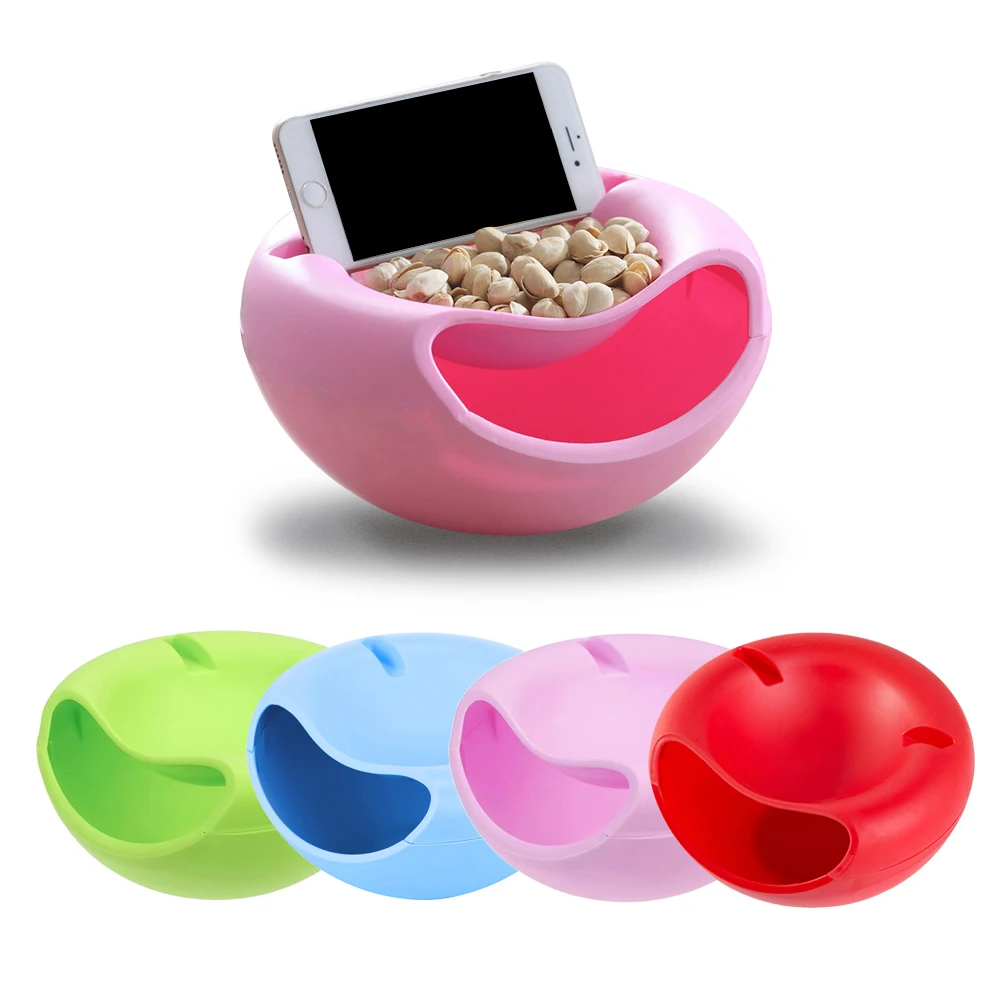 Креативная многофункциональная форма для ленивых закусок Фруктовая тарелка Пластиковая двухслойная коробка для хранения еды для перекуса чаша с держателем для телефона для телевизора