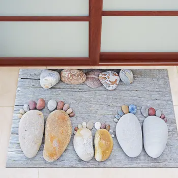 

1pc Creative Floor Mat Water Absorption Pad Stone Footprint Doormat Rubber Door Rug for Home Dorm Hotel Shop