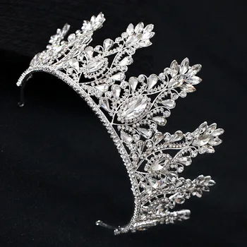 

Baroque Fashion Big Drop Crystal Wedding Diadem Rhinestone Queen Tiaras And Crowns Headbands For Bride Hair Jewelry Accessories