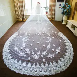 Роскошное элегантное платье с цветочным принтом нового дизайна кружевная свадебная вуаль 2019 два слоя для невесты, свадебные аксессуары