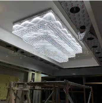 

Hotel lobby project rectangular crystal lamp villa hall living room sales department sand table banquet hall custom lamps led