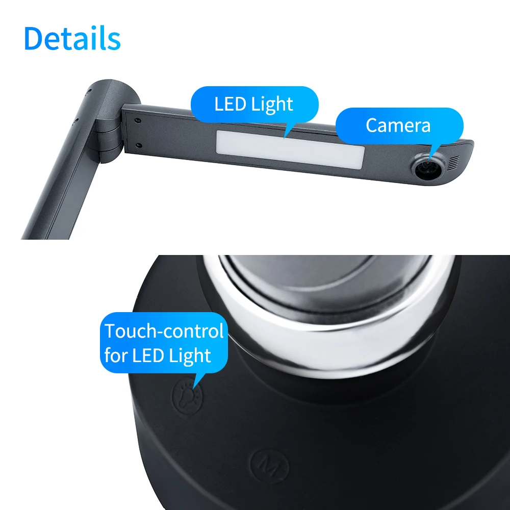 F60A USB Document Camera Scanner 5MP HD A4 Capture Size with LED Light Software for Online Teaching