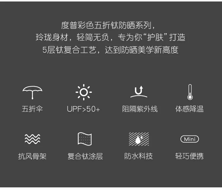 Small Mini Ultra-Light Parasol Rain Or Shine Dual Purpose Sun-resistant UV-Protection Women's Folding College Style Titanium Sil