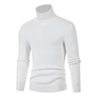 Mens Sweater Turtleneck Pullovers Korean Fashion Computer Knitted Sweater Men Black White Turtleneck Sweater Men Solid Pullovers 1