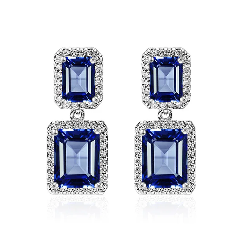 

classic design Cubic Zirconia sparkling rectangle drop Earrings elegant creative geometry vintage earrings for women