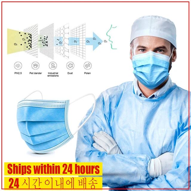 US $9.08  100 Pcs/lot Disposable Protective Mask 3 Layer Nonwove Ply Filter Mouth Face Mask Anti-Dust Anti-Fo