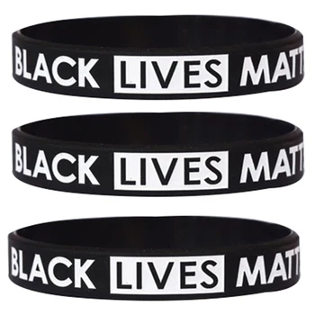 

100PC Black Lives Matter Wristband Black Silicone Rubber Bracelet & Bangles For Men Women Jewelry Gifts