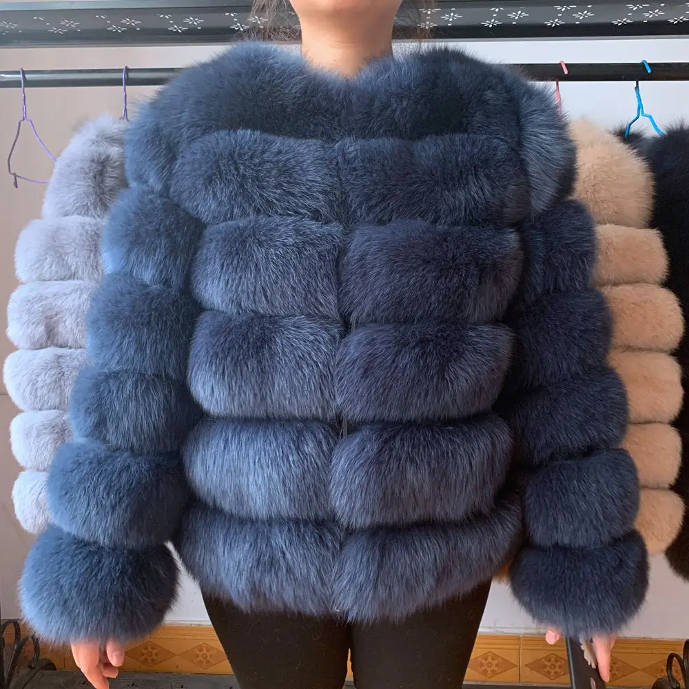 

2019 Real Fox Fur Jacket Natural Fur Coats Vest Real new style Long Coat Winter Warm Coat Natural fur coat Real Fox Fur V