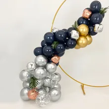 Kit de arco de guirnalda de globos metálicos para hombres y mujeres, suministros de decoración de fiesta de aniversario de cumpleaños y boda, azul marino, dorado y plateado