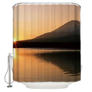 

The Sunrise Over The Lake Shower Curtain Decor with Hooks Waterproof