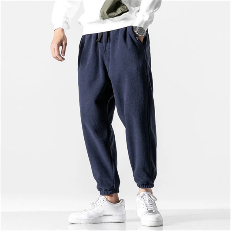 aladdin trousers Casual Men Harem Pants Elastic Waist 2020 Winter New Trendy Fleece Keep Warm Loose Comfort Male Jogging Pants Streetwear Fashion cotton harem pants