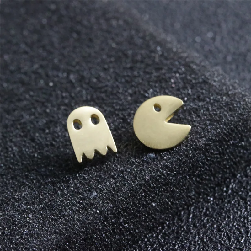 Stainless Steel Earrings Geometric Women Men Hip hop Black Star Ghost Spike Stud Fashion Jewelry Gift пирсинг