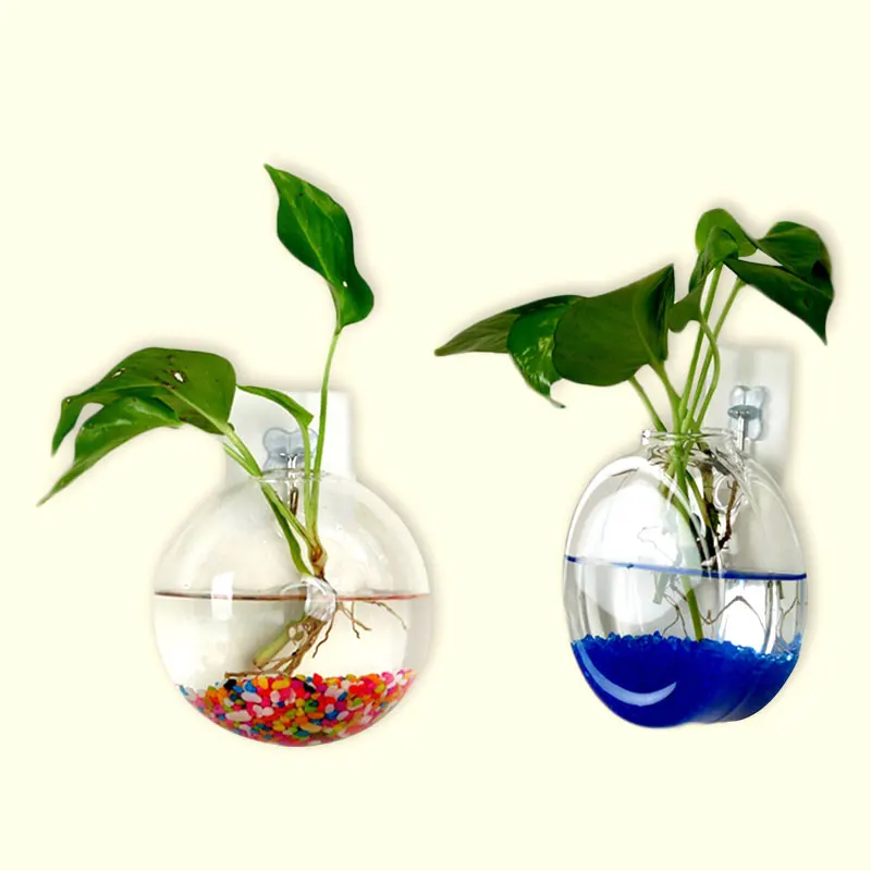 Living Room Hanging DIY Transparent Wall Glass Vase Background Beautiful 1pcs House Fish | Дом и сад