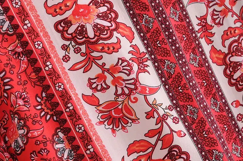 Boho Chic Женские топы, винтажные свободные блузки с цветочным принтом, женские пляжные рубашки с круглым вырезом и длинным рукавом, Blusas Mujer
