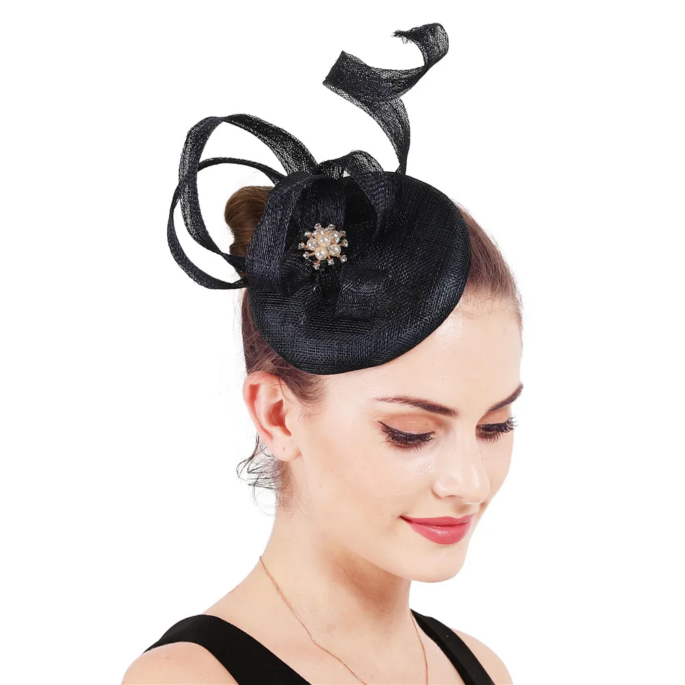 Винтажные элегантные шапки millinery шляпка для церкви вуалетки женские имитирующие жемчужные украшения Головные уборы Свадебные замужние шапки SYF700