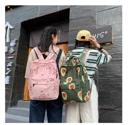 Women Backpack Lovely Cartoon Fruit Print Student Canvas Book Bags Ladies Large Capacity School Bags for Teenage Girls Softback