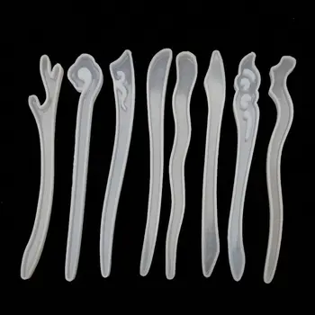

8Pcs DIY Classical Hairpin Silicone Mold Hair Sticks Jewelry Making Resin Craft