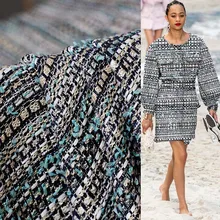 Ткань зеленая белая шерстяная твидовая ткань материалы для одежды Осенняя Женская куртка Костюм швейная ткань