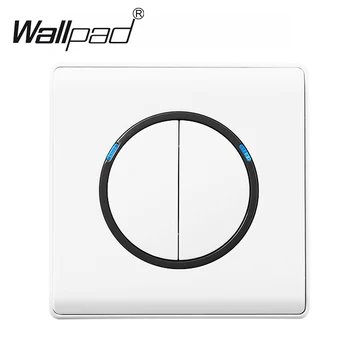 

LED 2 Gang 1 Way 2 Way Random Click Push / Pull Button Wall Light Switch With LED Indicator Fireproof PC White Classic Wallpad
