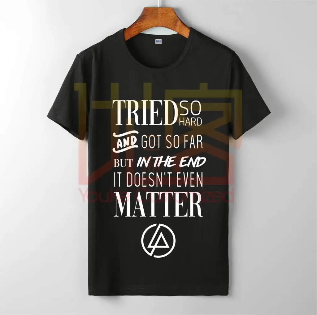Linkin Park-Silver Metallic Rock Metal Band-In The End Lyrics футболка мужская с круглым вырезом 100% хлопок