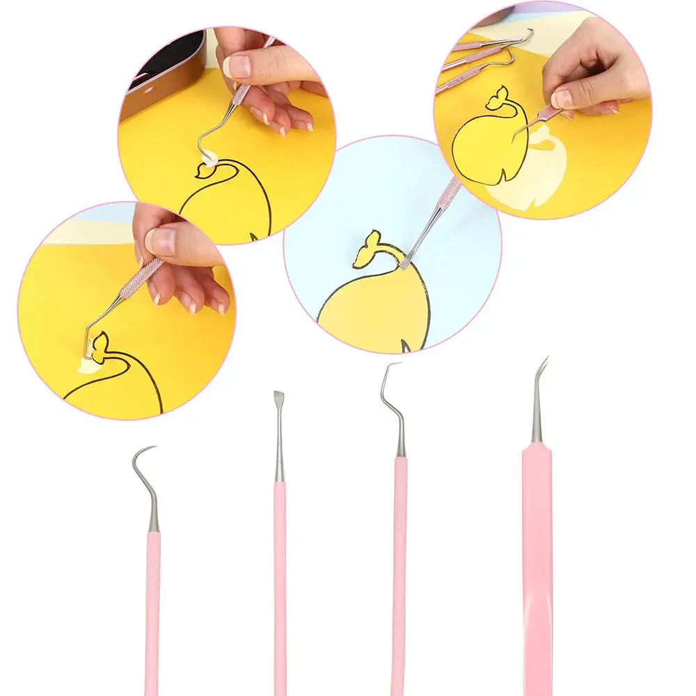 Premium Vinyl Weeding Tool Kit Precision Stainless Steel Weeder Hook and Pick with Fine Tweezers Crafting Set Sliver 