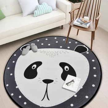 

80*80CM Living Room Dot Chair Floor Mat animal design panda wolf pattern Round Carpet Children Bedroom Play Tent Area Rug