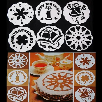 

6pcs/set Cake Stencil Baking Tools Baking Supplies Cake Tiramisu Top Cake Decoration Tools Set Cake Tools
