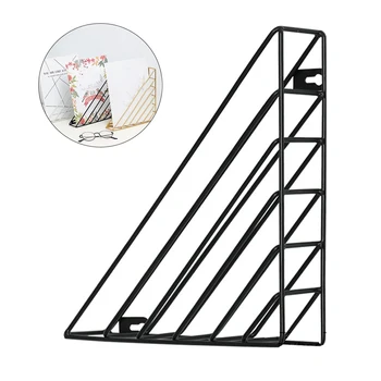 

Simple Multifunctional Triangle Display Stand Creative Iron Desktop Storage Rack Shelf File Magazine Storage Box Office Rack