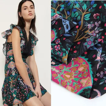 

Fortune tree digital print chiffon fabric for dress shirt ткань tela telas por metro tissu sewing ткани tissus для рукоделия