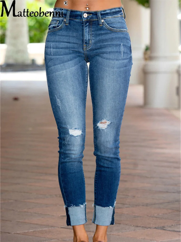 Street Jeans Woman High Waist Ripped Stretchy Skinny Hip Lift Washed Denim Trousers Female 2021 New Fashion Sexy Slim Mom Pants winter thick jeans for women 2019 winter high waist stretchy skinny female velvet jeans trousers woman warm denim pencil pants