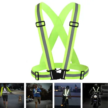 Reflective Vest Running Gear Adjustable Safety Vest Outdoor Reflective Belt High Visibility for Night Cycling Motorcycle Dog