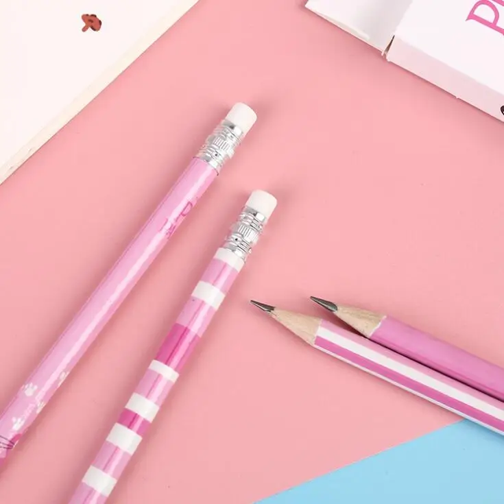 Новое поступление 12 шт./упак. Милая Розовая пантера Фламинго HB деревянные карандаши с ластиком дети кабинет карандаш для эскизов школьные канцелярские принадлежности