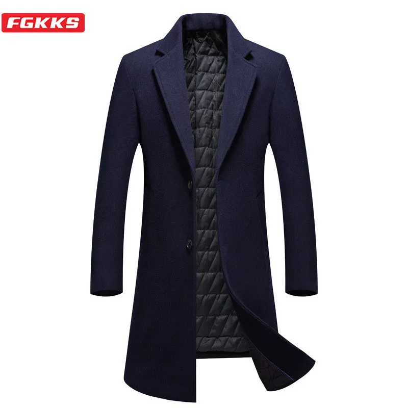 FGKKS Winter Men Wool Blend Coats Quality Brand Men's Trend Slim Long Section Wool Trench Luxurious Casual Wool Overcoat Male FGKKS Winter Men Wool Blend Coats Quality Brand Men's Trend Slim Long Section Wool Trench Luxurious Casual Wool Overcoat Male