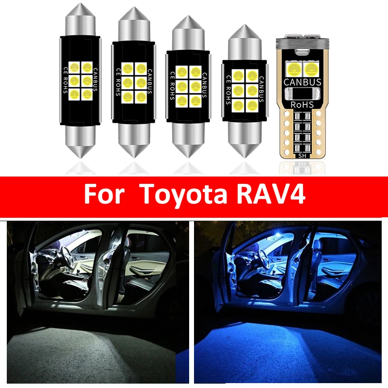 

8Pcs Car White Interior LED Light Bulbs Package Kit For Toyota 2001-2005 RAV4 T10 31MM Map Dome Trunk Lamp Iceblue
