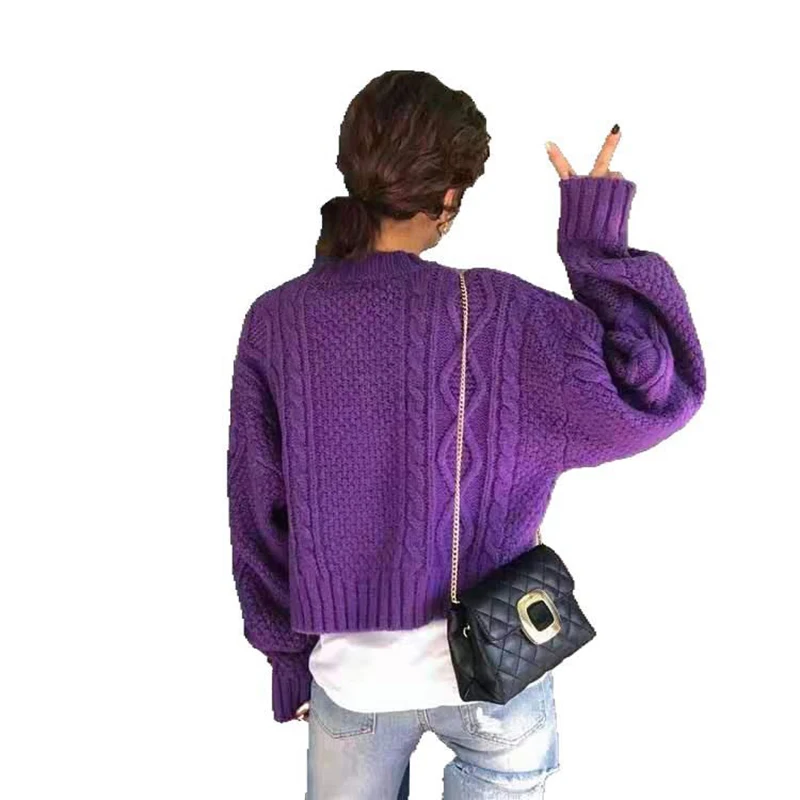 Jvcake Women's Fashion Cardigans Knit Sweater Long Sleeve Autumn Winter Beige Purple White image 5