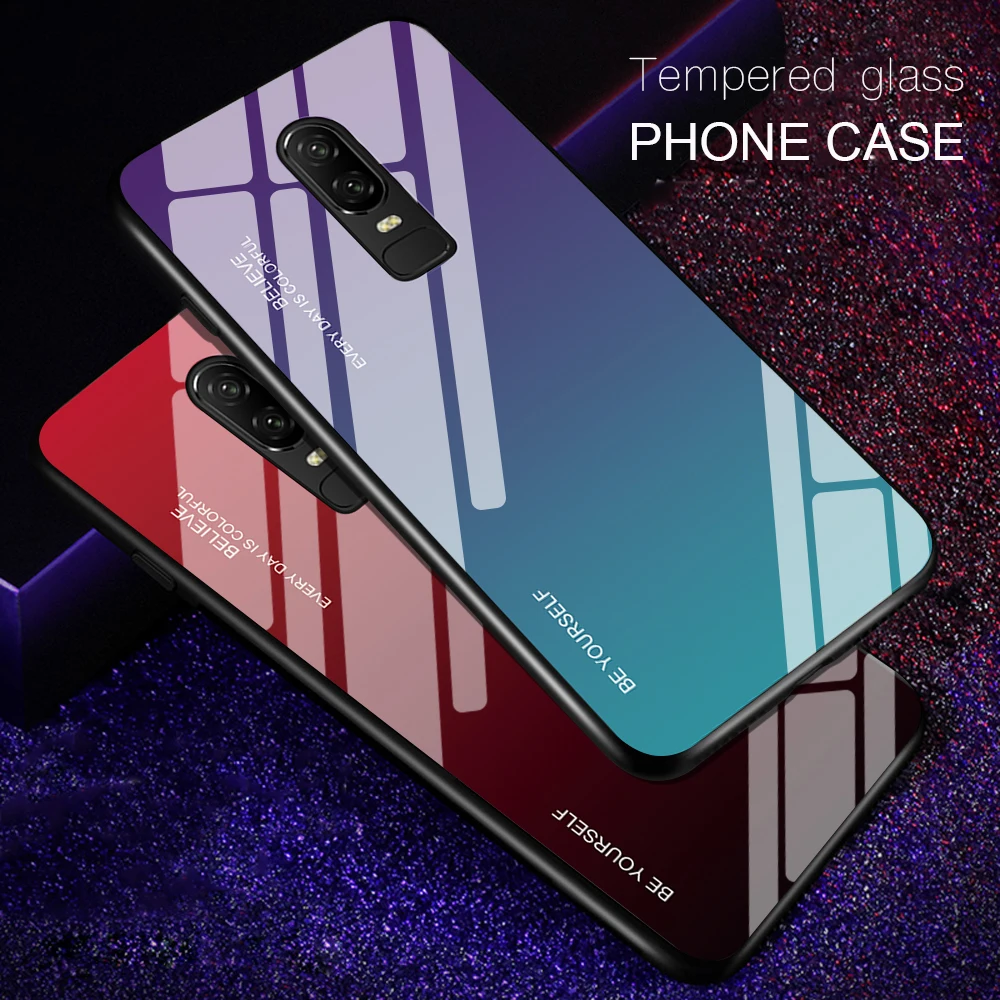 Защитный кожух для телефона в виде ракушки для Oneplus 6 градиентный чехол из закаленного стекла для One Plus 5 5T 6T Fundas