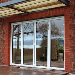 Contemporary Aluminum Glass Patio Exterior Bifold Doors  Puertas De Madera Industrial Door Square Led Aluminum Profile