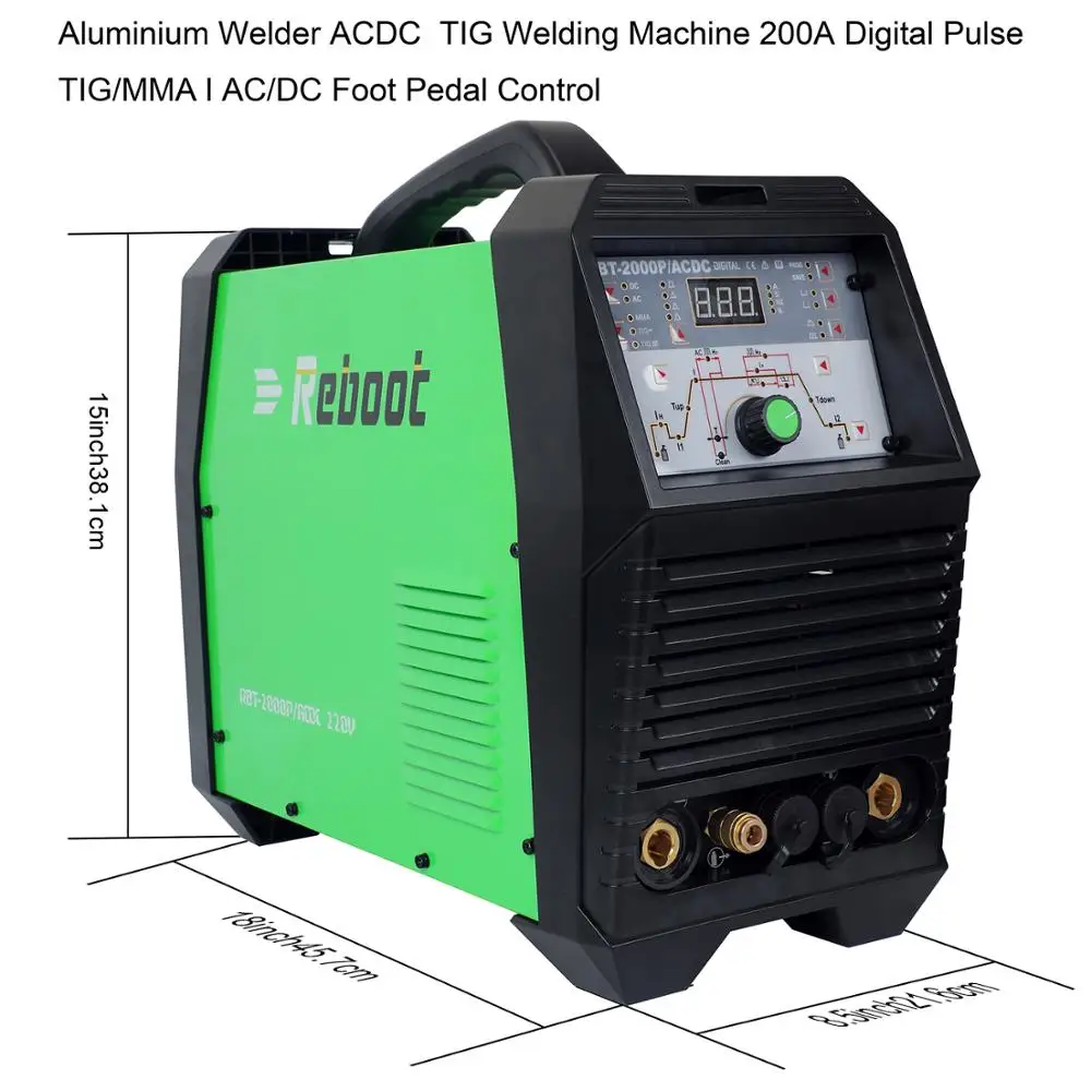 TIG 200 импульсный ACDC алюминиевый сварочный аппарат с DC палкой сварочный аппарат Tig импульсный и квадратный инвертор с педалью полный цифровой