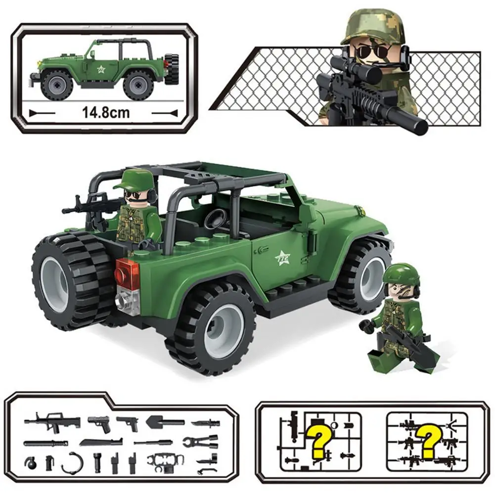 Сборные строительные блоки детские игрушки для J772 Wrangler Jeep военный автомобиль внедорожник