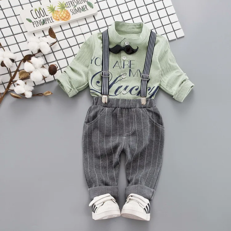 Одежда для маленьких мальчиков г. Весенне-осенние комплекты детской одежды детская джентльменская куртка футболка и штаны комплект для малышей из 3 предметов Одежда для новорожденных - Цвет: F10467-Green