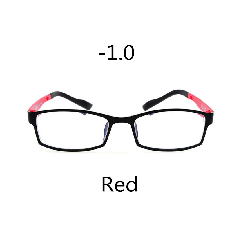 Seemfly ультра светильник анти-синий светильник маленькая оправа Очки для близорукости женские и мужские классические готовые очки для близоруких диоптрий-1,0~ 4,0 - Цвет оправы: Red -1.0