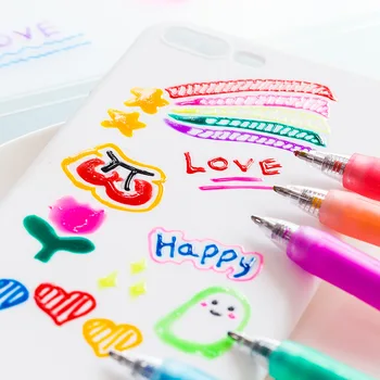 

6PCS/SET Creative 3D Jelly Pen Kit Volorful Students DIY Drawing Creation Graffiti Glitter Marker Fabric Marker Children Gifts