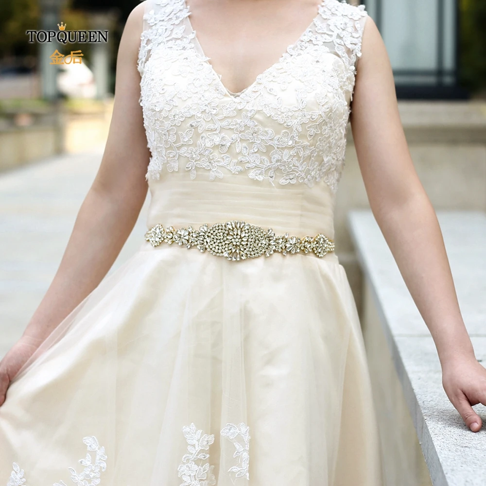 

TOPQUEEN Wedding Belt Gold and Black Sequin Belts for Women Dresses Jewel Belt for Women Luxury Diamond Belts for Women S123-G